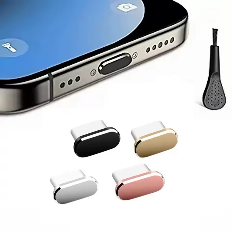 Usb C Hub - 4 stuks USB-C stofdopjes met reinigingsborstel,