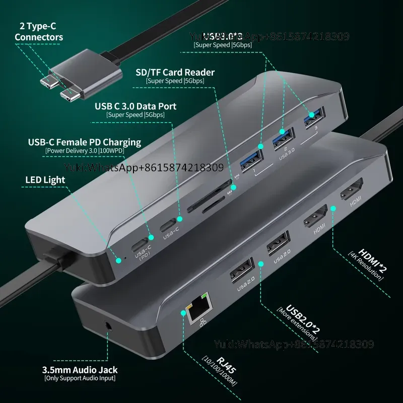 Usb C Hub - Hot verkopende Dual Display Screen Type