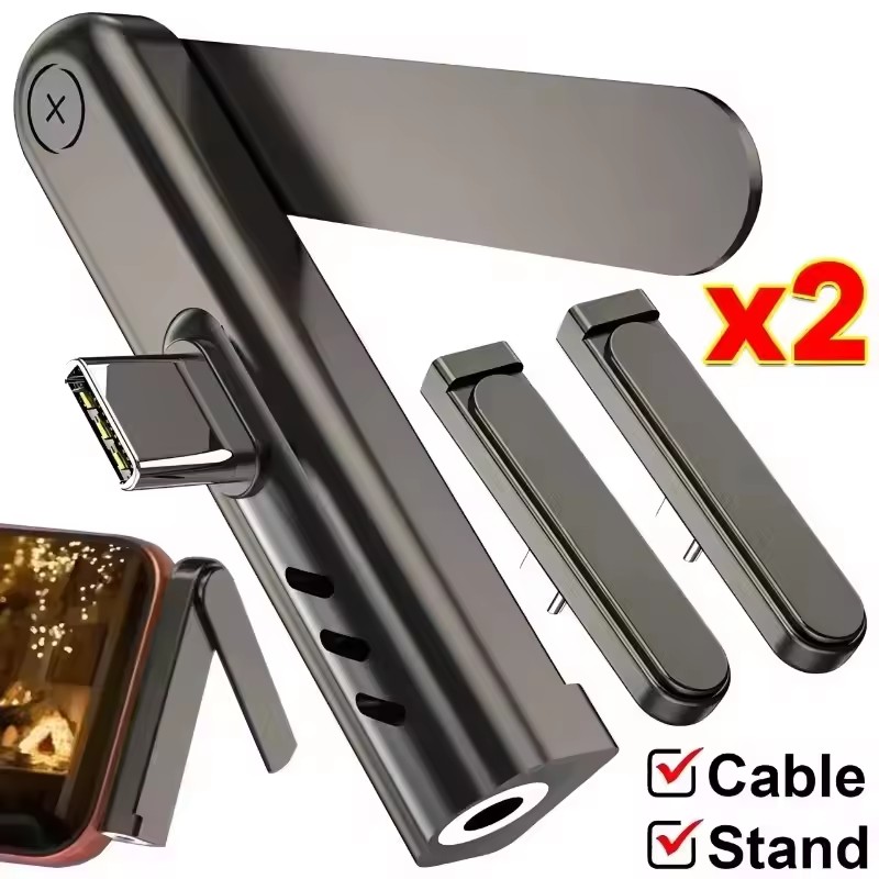 Desk Phone Stand - 2/1PCS Draagbare USB C Naar 3.5mm