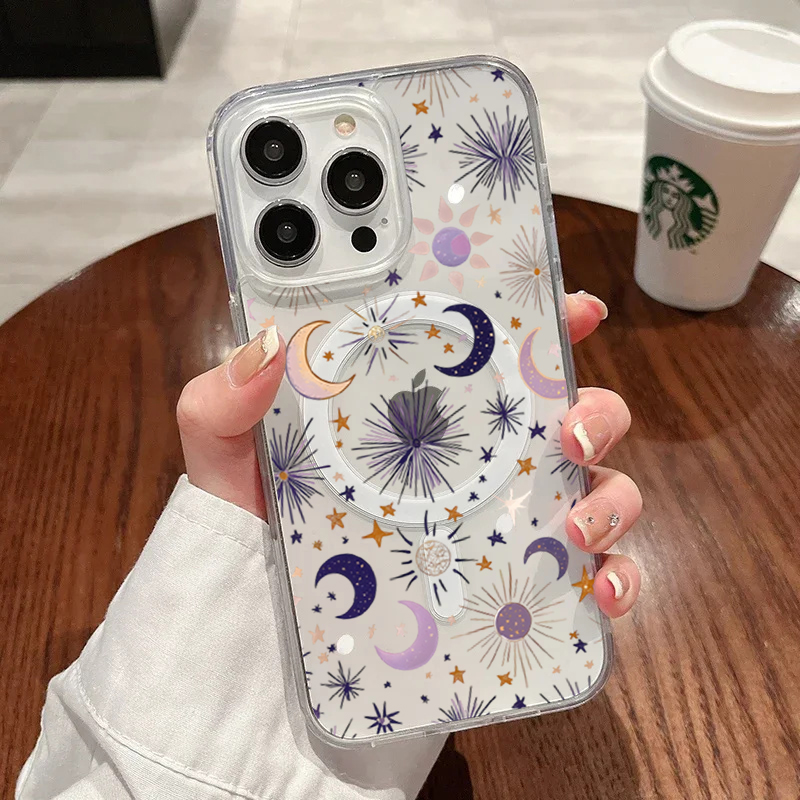 Phone Accessories Magnetic - Romantische Zon Maan Sterren Telefoonhoesje voor