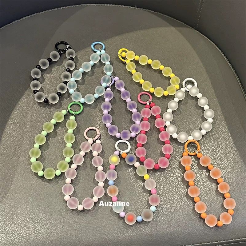 Phone Accessories For Teen Girls - Zoete snoepkleurige matte telefoonpolsband met kralen,